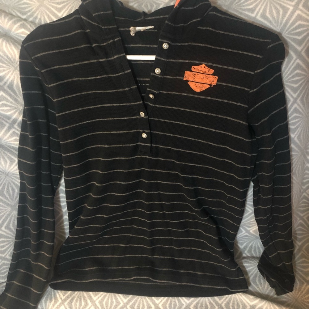 Harley Davidson Long Sleeved Hooded Top
